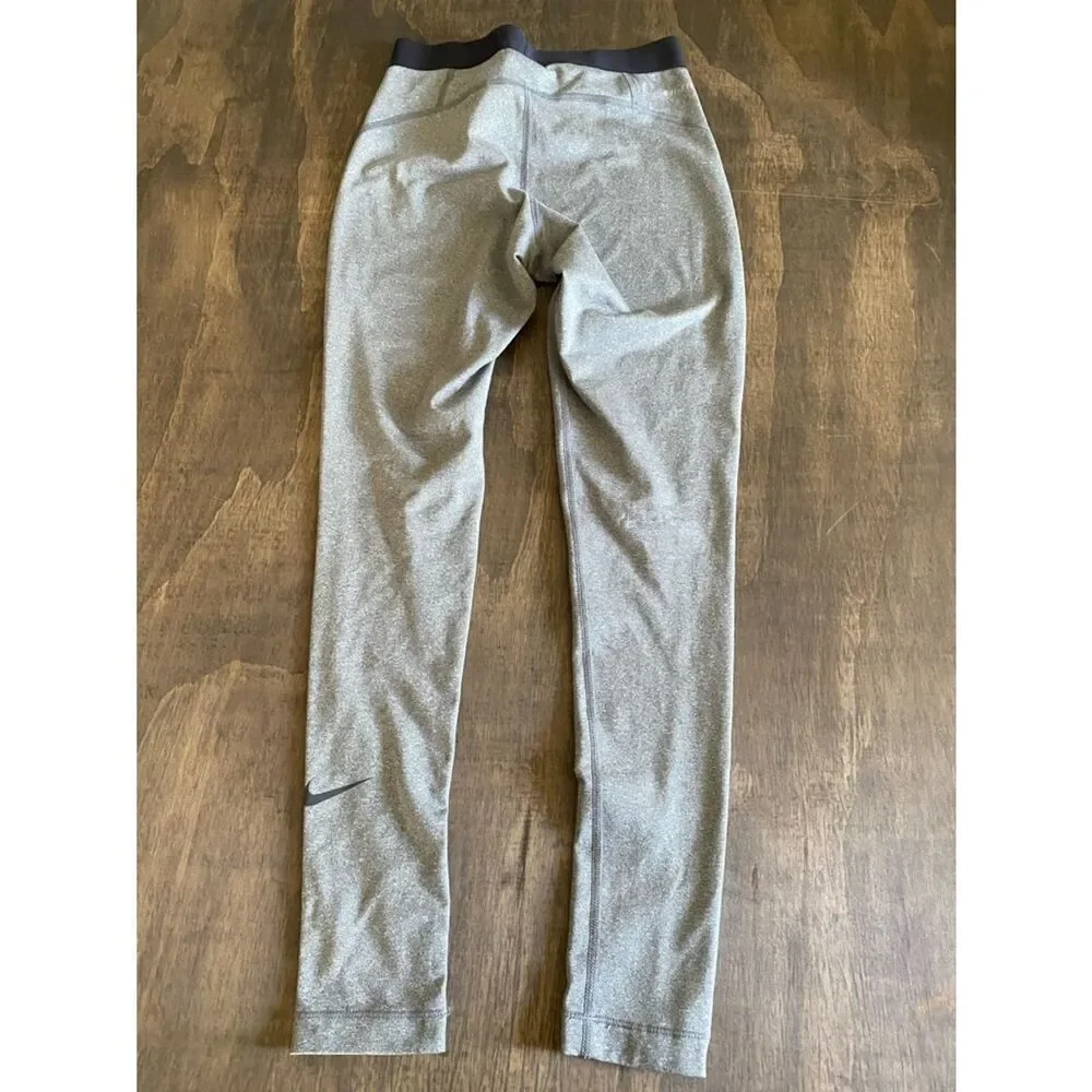 Nike Silver-Gray Pro Leggings with Black Waistband